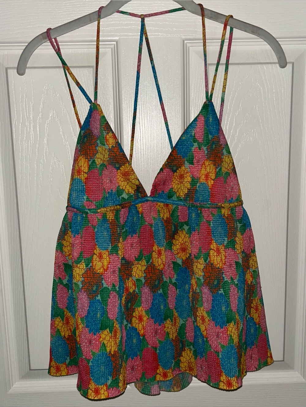 Strappy Floral Smocked Tank One-Piece - Bright Multi